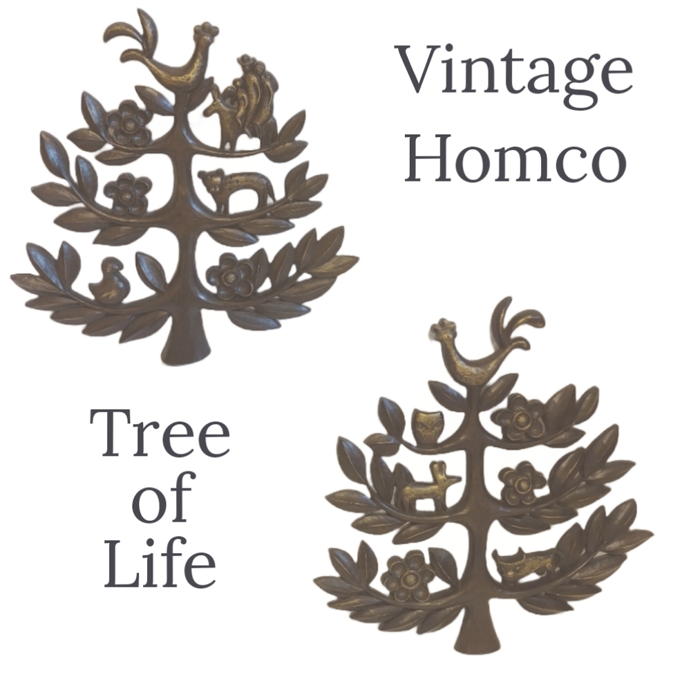 Vintage Set of 1963 Homco "Tree of Life" Wall Hangings EUC